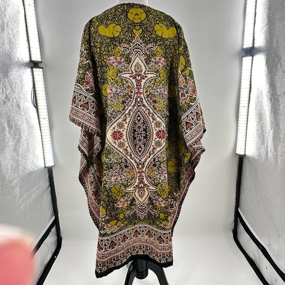 Womens bohemian coverup moo moo multicolored v-neck tropical Resortwear cruise - Picture 5 of 10